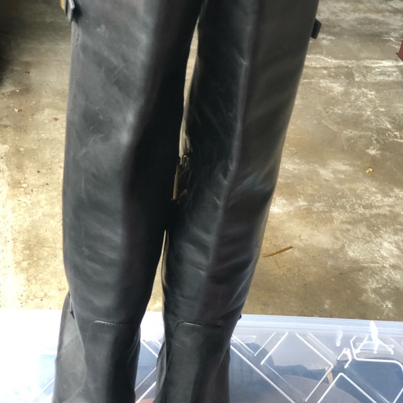 RLL Philena Black Leather Knee High 1/4 Zip Heel Boots Size 8B - Picture 4 of 15